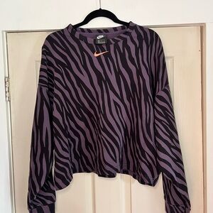 Nike Women's ICON Sportswear Clash Purple Zebra-Print Long Sleeve Top